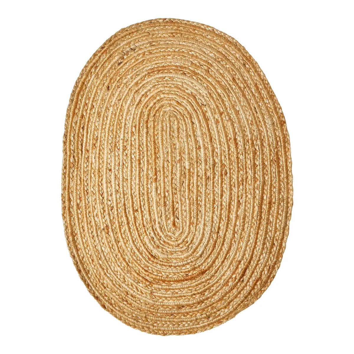 Oval Braided Jute Rug 60 x 90 cm - Natural