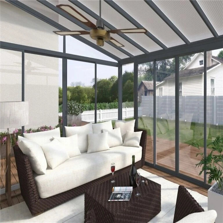 Sanremo 13 ft. x 14 ft. solariumsett – grå konstruksjon og hybridplater