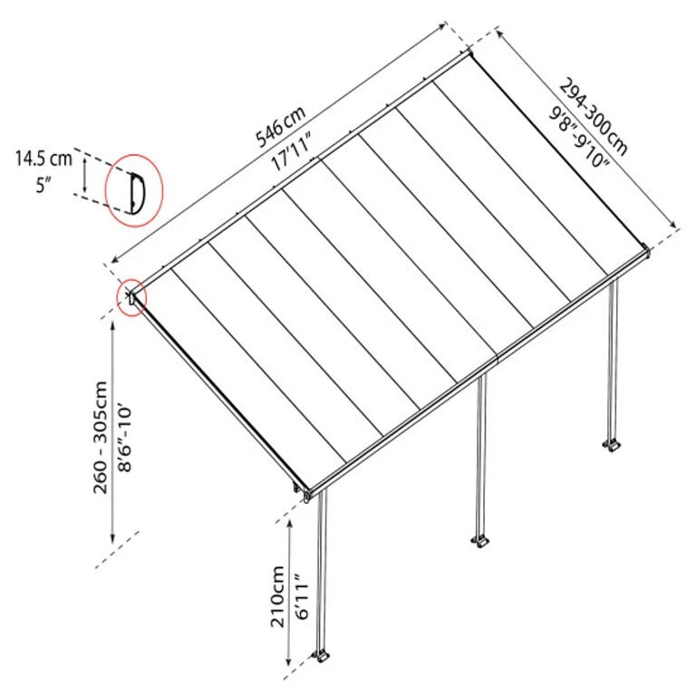 Feria terrasseoverbygg 16.1 m² – hvitt