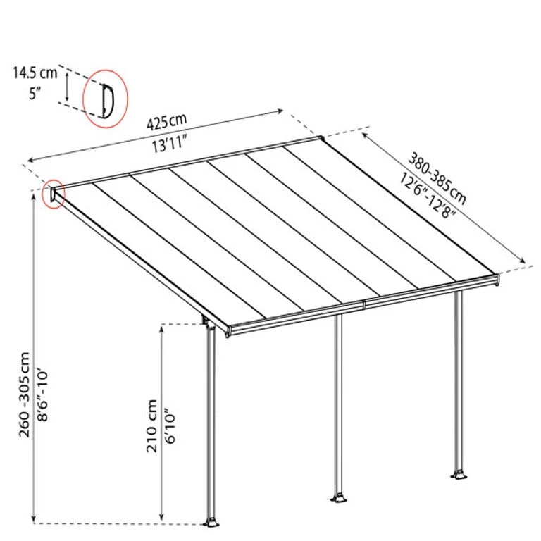Feria-terrassetak 4 x 4.2 m – hvitt