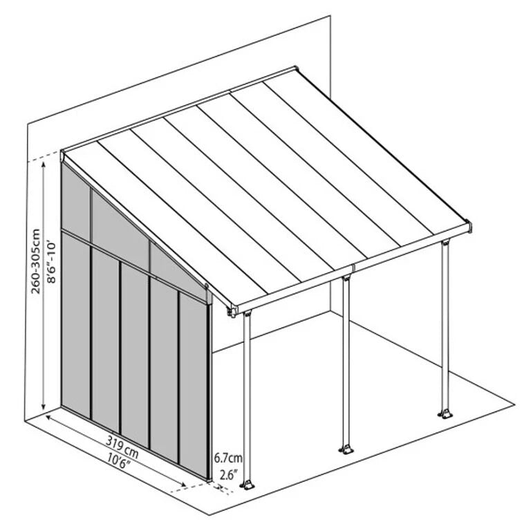 Feria-sidevegg 4 m – hvit