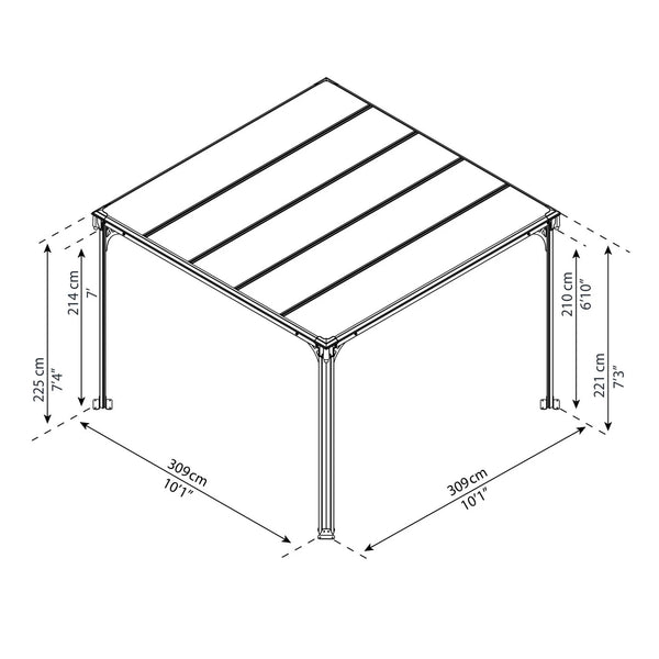 Milano lysthustsett 10 × 10 ft.
