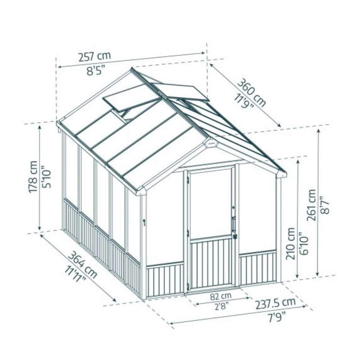 Greenhouse Kit Natura Cedar Wood 8 ft. x 12 ft. - Clear polycarbonate panels
