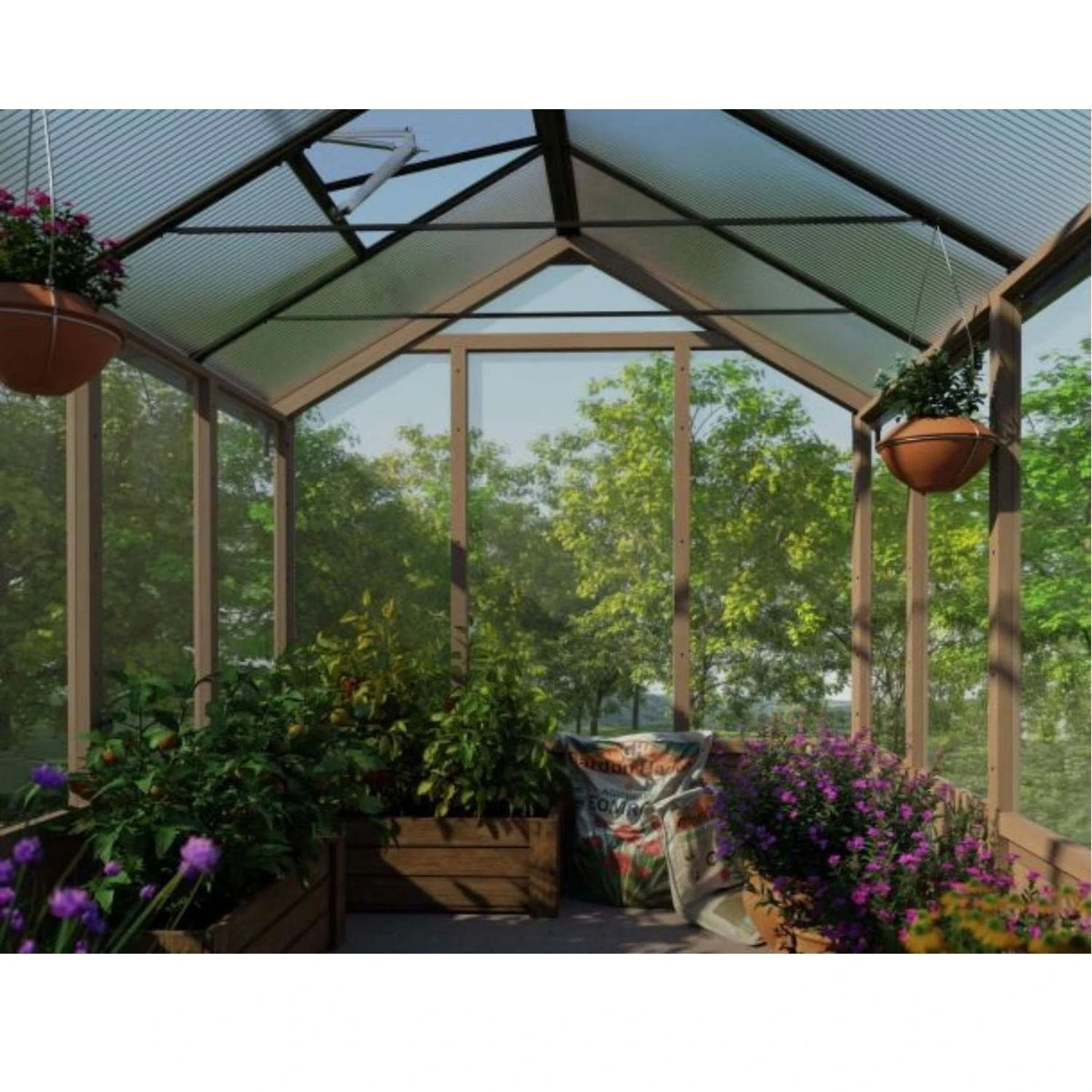 Natura drivhussett i sedertre 8 ft. x 17 ft. – klare polykarbonatpaneler