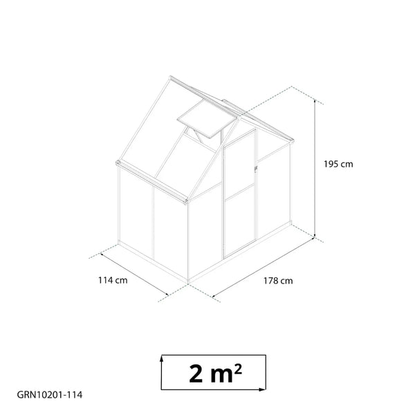 Essential smalt drivhus svart 114 cm – polykarbonat