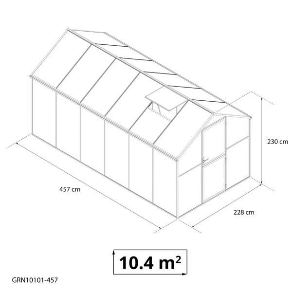 Premium-drivhus svart 457 cm – glass/polykarbonat