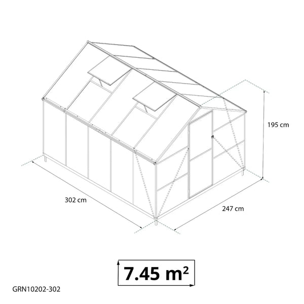 Essential-drivhus svart 302 cm – polykarbonat