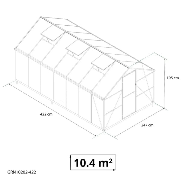 Essential-drivhus svart 422 cm – polykarbonat