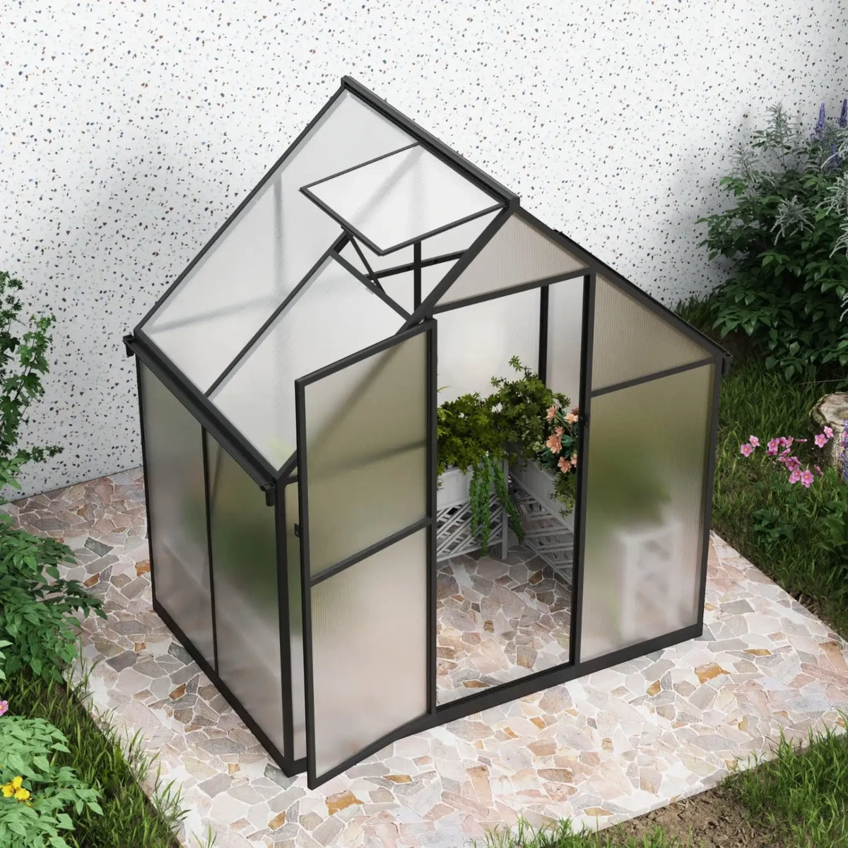 Essential smalt drivhus svart 114 cm – polykarbonat