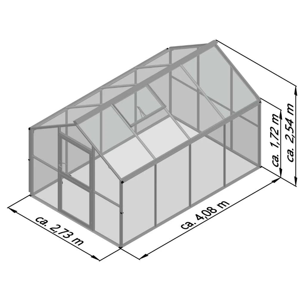 Novum IV-drivhus, kun polykarbonat, grangrønt