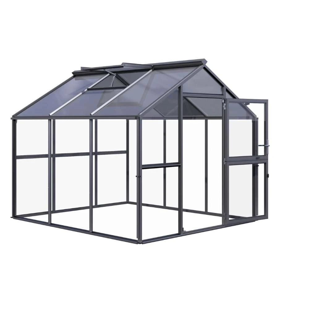 Drivhus Novum III, 4 mm glass + polykarbonat, antrasittgrå