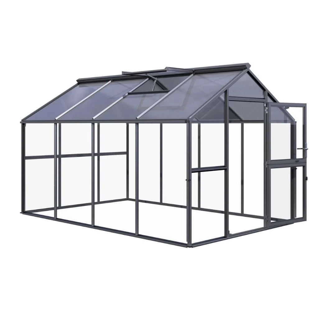 Drivhus Novum IV, 4 mm glass + polykarbonat, antrasittgrå