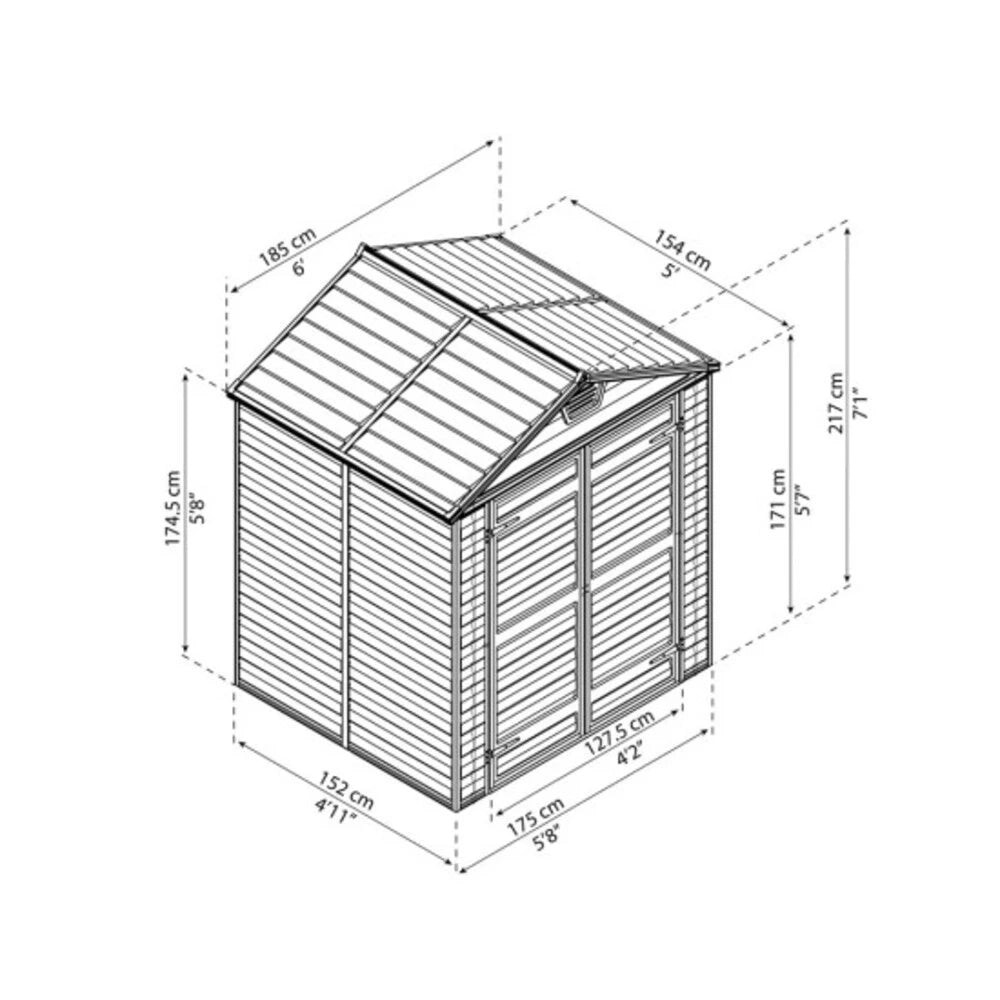 Skylight-skur 6 ft. × 5 ft. – midnattsgrå